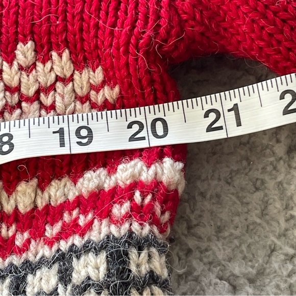 VTG Eddie Baure Sweater Womens‎ M Red Mulit Color Button Wool Alpaca Holida - Picture 10 of 11